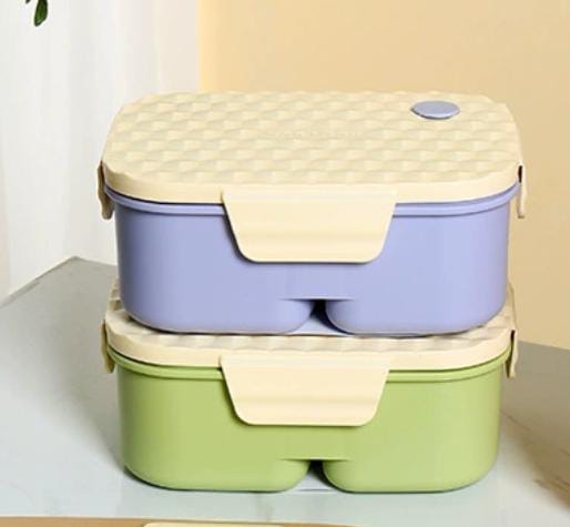 High Quality 2 Compartment Lunch Box with Spoon & Fork 1100ml
