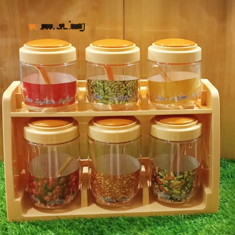 Spice Rack with 6 Airtight Jars - Organize Your Kitchen in Style