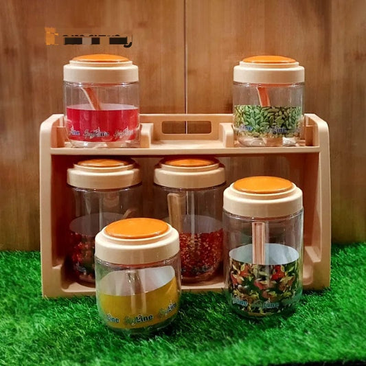Spice Rack with 6 Airtight Jars - Organize Your Kitchen in Style