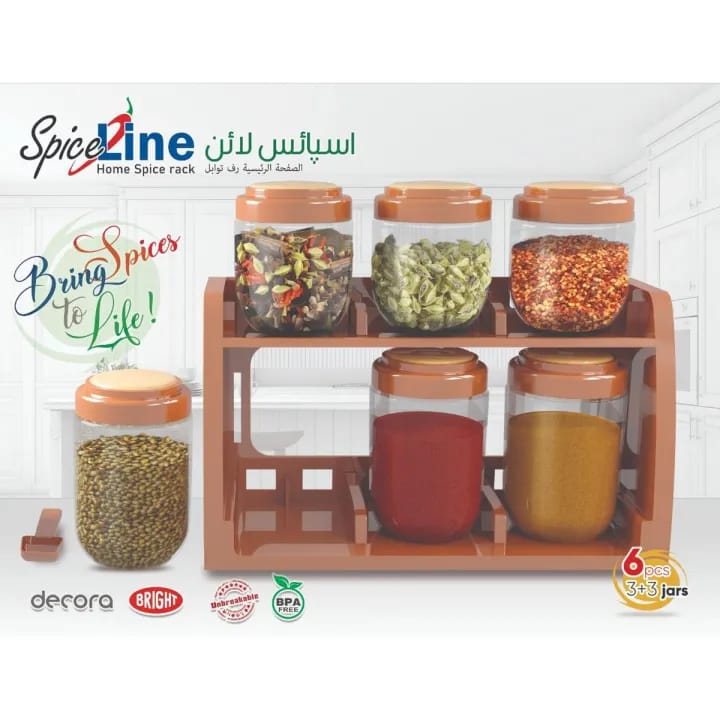 Spice Rack with 6 Airtight Jars - Organize Your Kitchen in Style