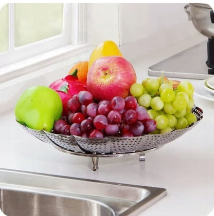 Foldable Stainless Steel Strainer and Steamer Basket