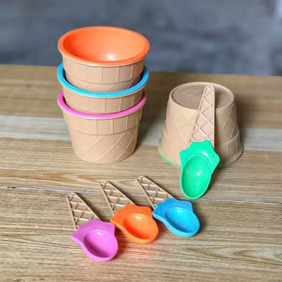 Ice Cream Bowls and Spoons - Cone Shape