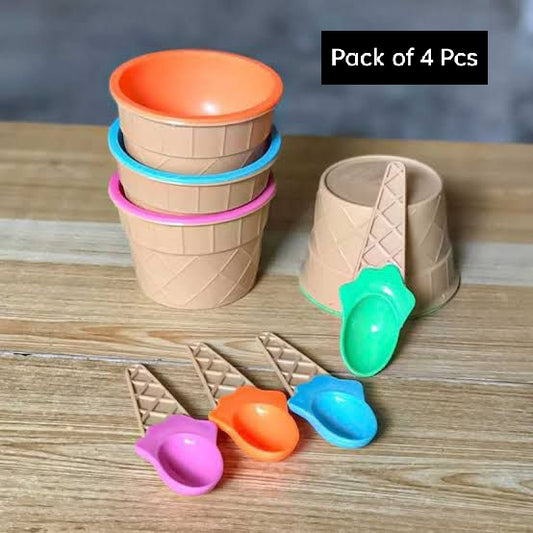 Ice Cream Bowls and Spoons - Cone Shape