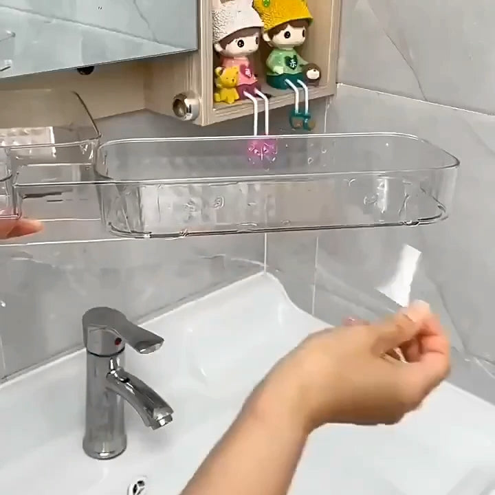 Acrylic Bathroom Rack - Double & Foldable - Self Adhesive Rack - Premium Quality