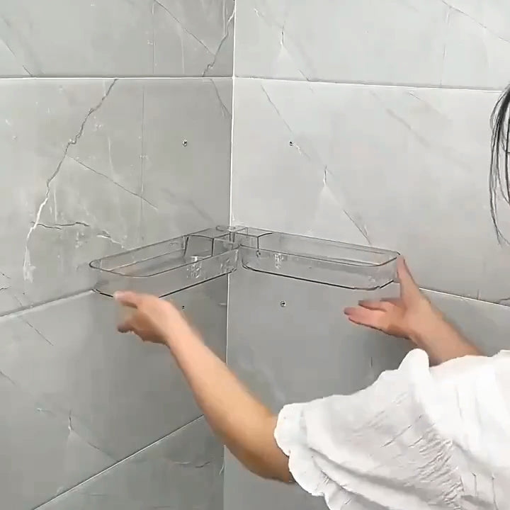 Acrylic Bathroom Rack - Double & Foldable - Self Adhesive Rack - Premium Quality