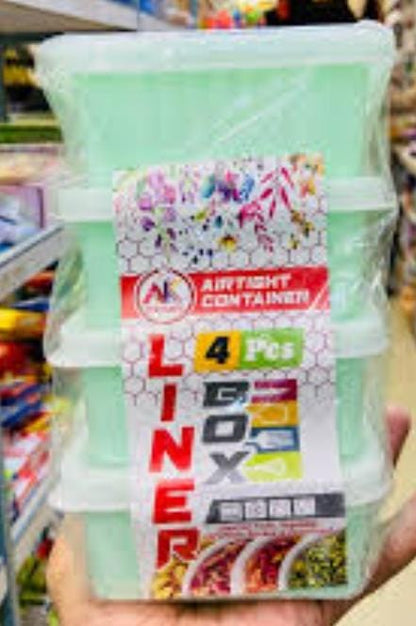 Plastic Liner Box (Set of 4) – Multipurpose Storage Containers with Lids | Available in Pink, Blue, Off-White & Green