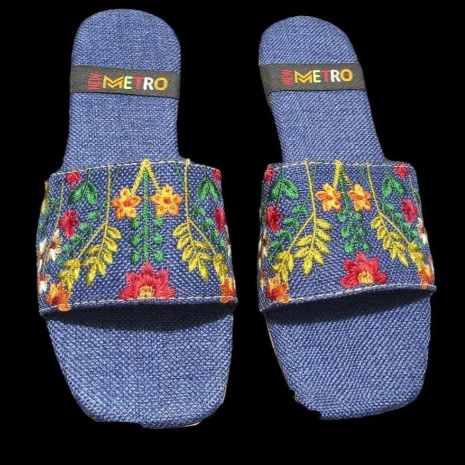 Stylish Women's Casual Flats Slippers Style 18 - Denim Blue