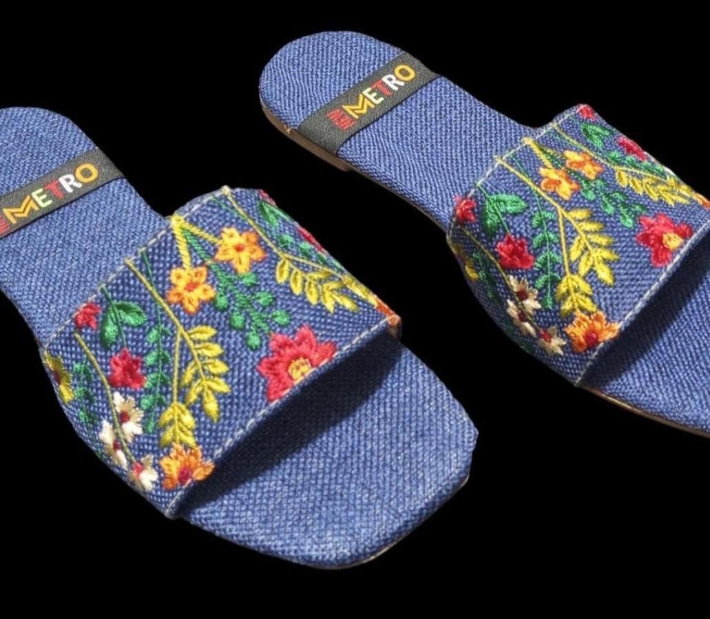 Stylish Women's Casual Flats Slippers Style 18 - Denim Blue