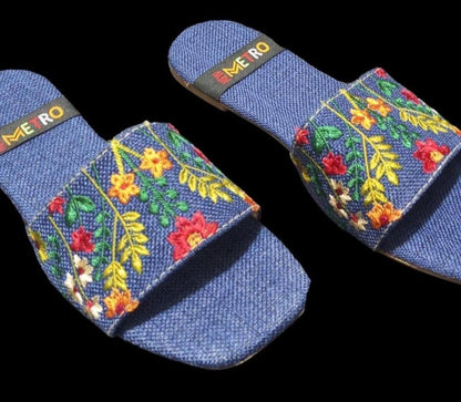 Stylish Women's Casual Flats Slippers Style 18 - Denim Blue
