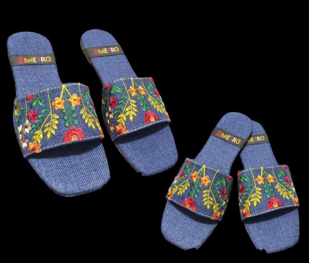 Stylish Women's Casual Flats Slippers Style 18 - Denim Blue