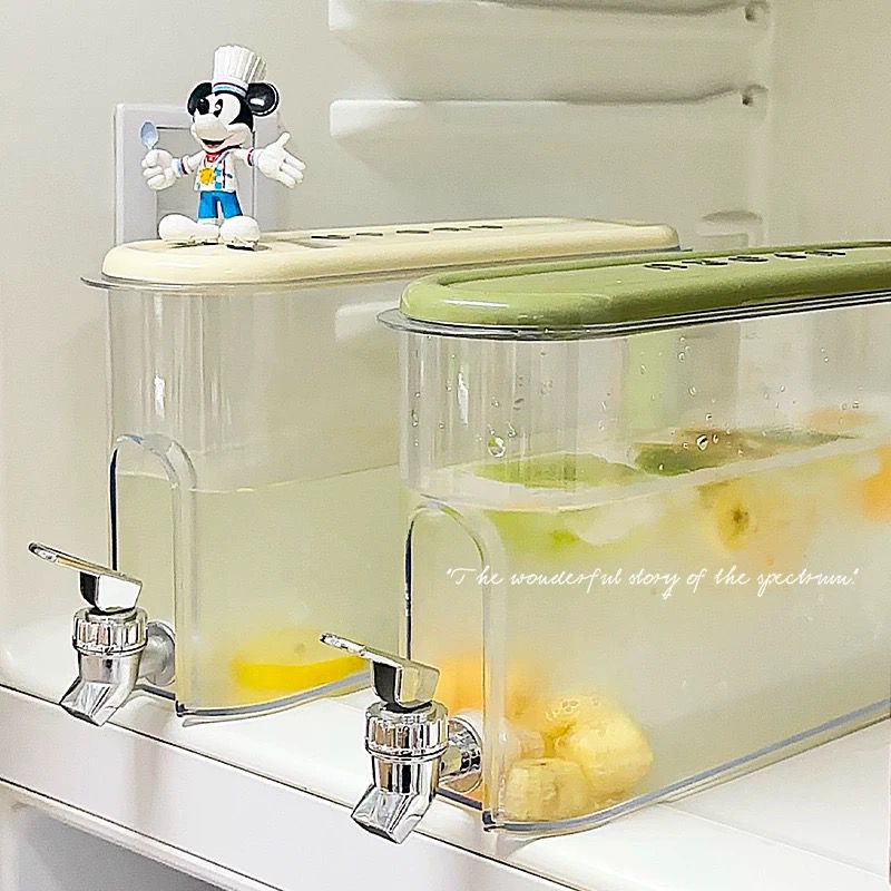 Juice Container and Dispenser - 4 Liter, Cold Water Fridge Jug with Tap, Beverage Dispenser with Faucet
