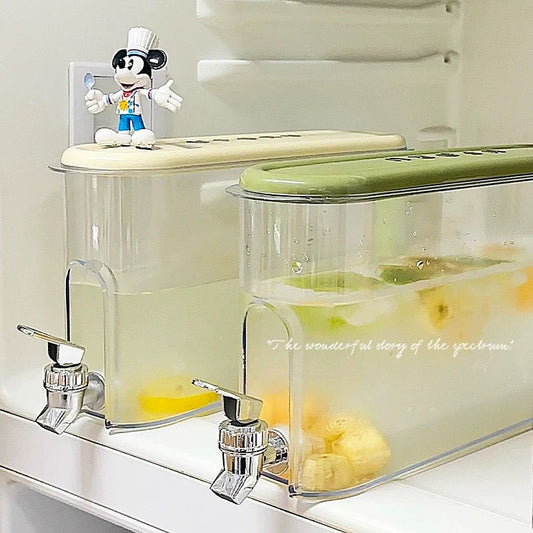 Juice Container and Dispenser - 4 Liter, Cold Water Fridge Jug with Tap, Beverage Dispenser with Faucet