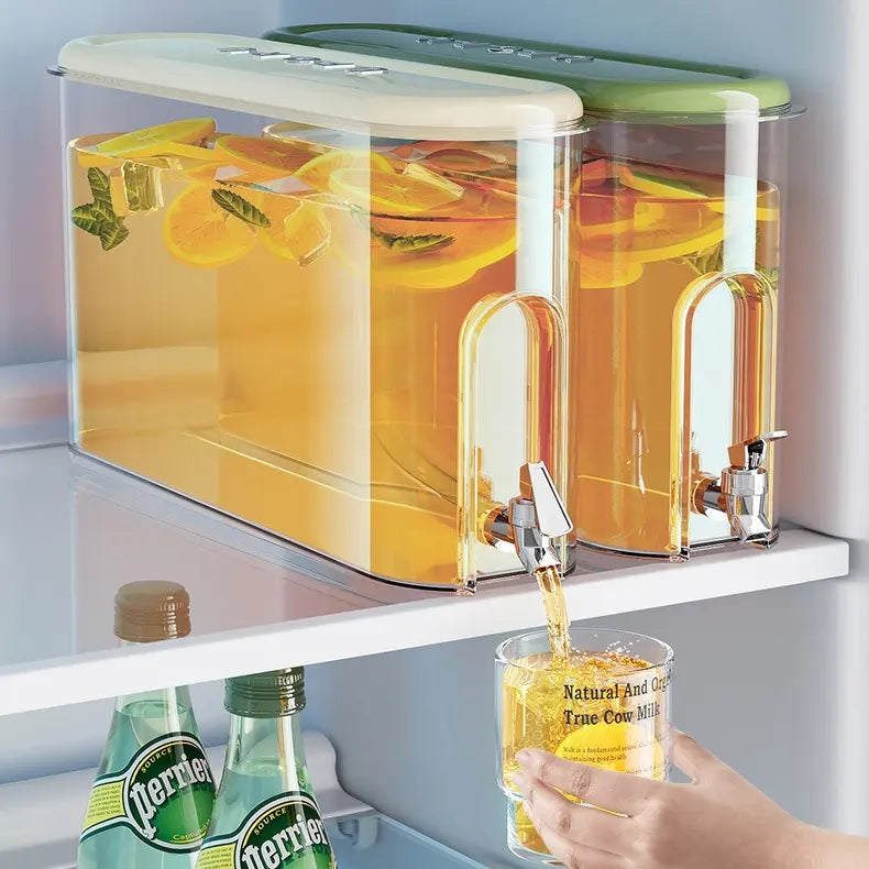 Juice Container and Dispenser - 4 Liter, Cold Water Fridge Jug with Tap, Beverage Dispenser with Faucet