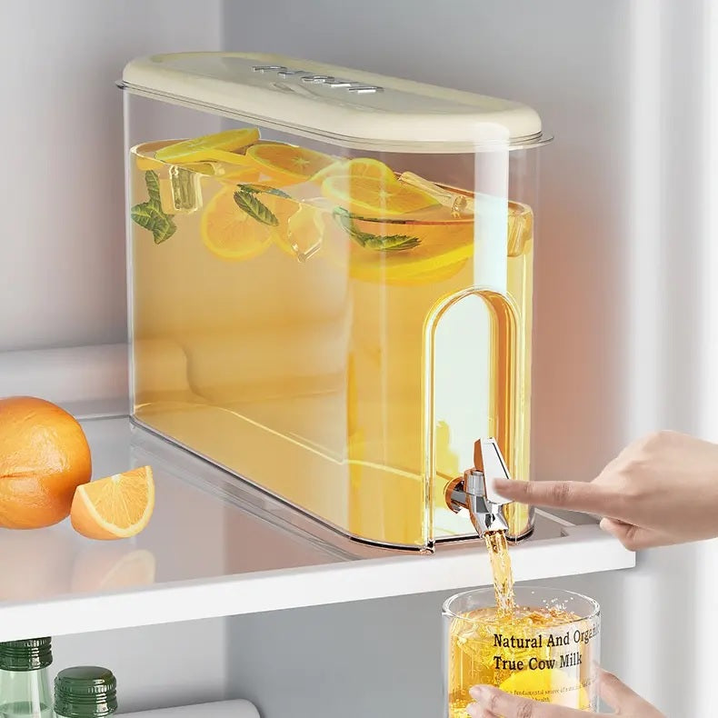 Juice Container and Dispenser - 4 Liter, Cold Water Fridge Jug with Tap, Beverage Dispenser with Faucet