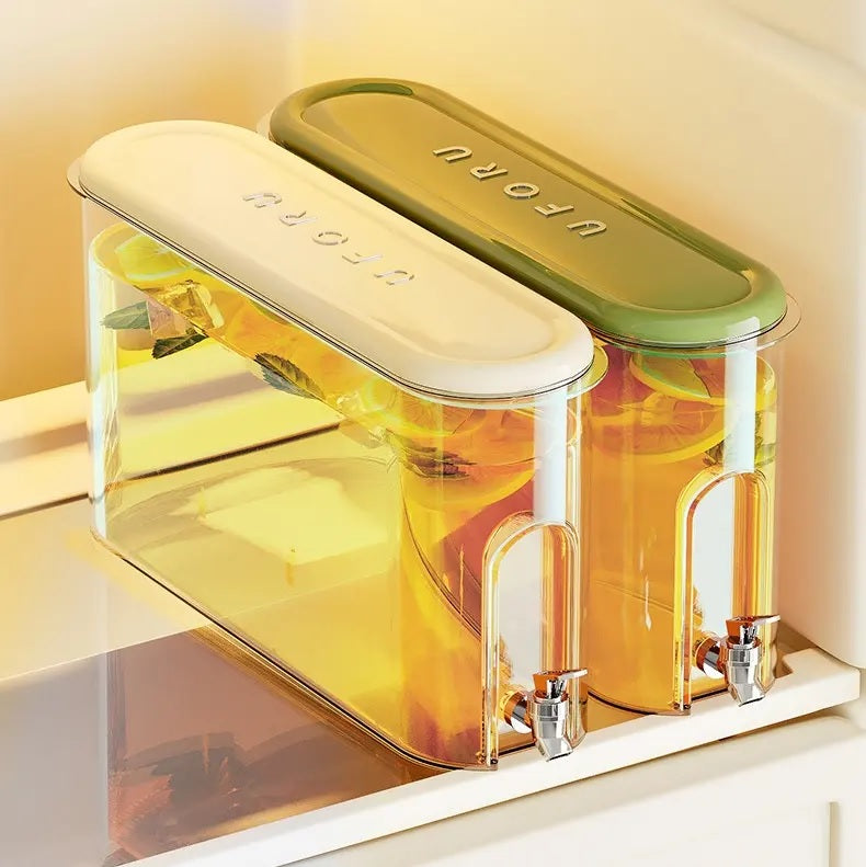 Juice Container and Dispenser - 4 Liter, Cold Water Fridge Jug with Tap, Beverage Dispenser with Faucet