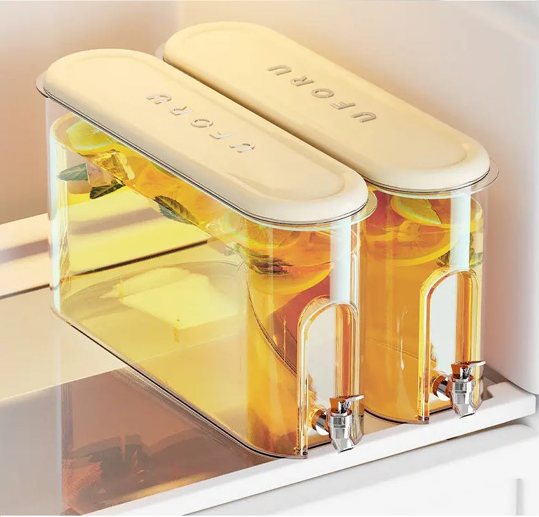 Juice Container and Dispenser - 4 Liter, Cold Water Fridge Jug with Tap, Beverage Dispenser with Faucet