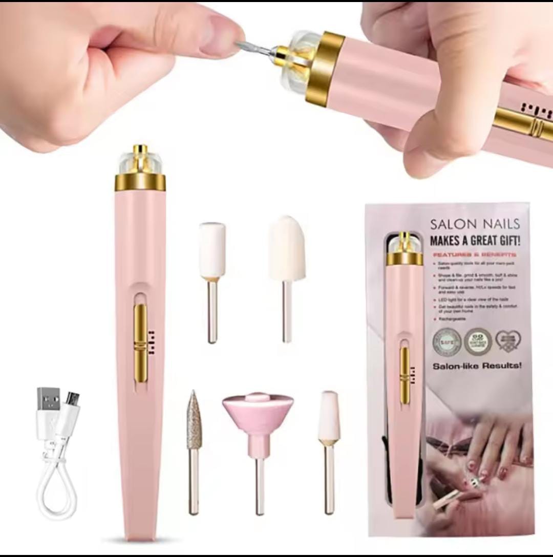 5 in 1 Electric Nail Polish Drill Machine With Light Portable Mini Electric Manicure Art Pen Tools For Gel Remover