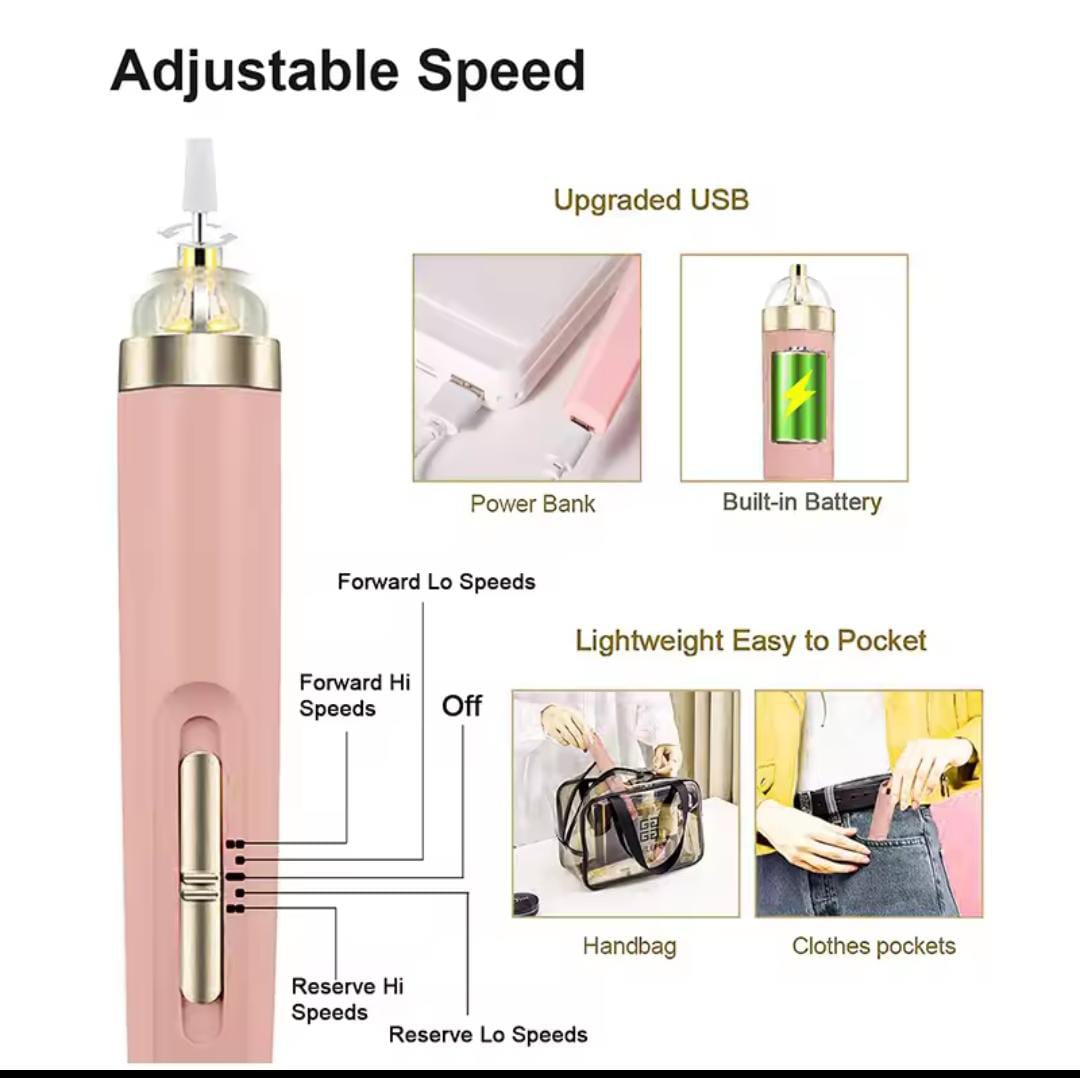 5 in 1 Electric Nail Polish Drill Machine With Light Portable Mini Electric Manicure Art Pen Tools For Gel Remover