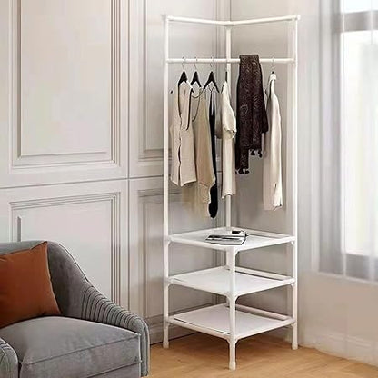 Premium Corner Wardrobe Rack/Wall Corner Rack-Space-Saving Organizer with 3 Shelves
