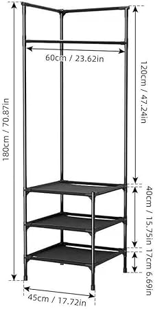 Premium Corner Wardrobe Rack/Wall Corner Rack-Space-Saving Organizer with 3 Shelves