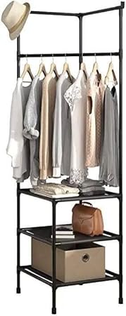 Premium Corner Wardrobe Rack/Wall Corner Rack-Space-Saving Organizer with 3 Shelves