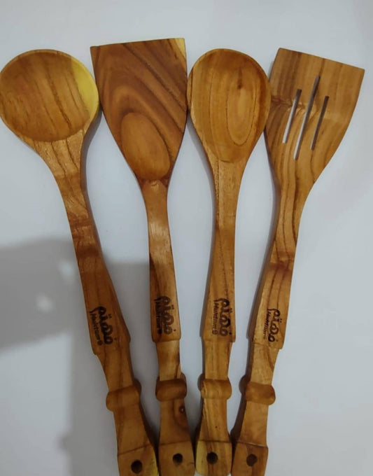 4 Pcs Wooden Spatula Wooden Spoon Set