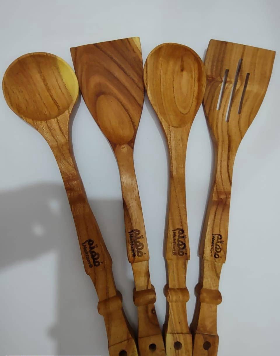 4 Pcs Wooden Spatula Wooden Spoon Set