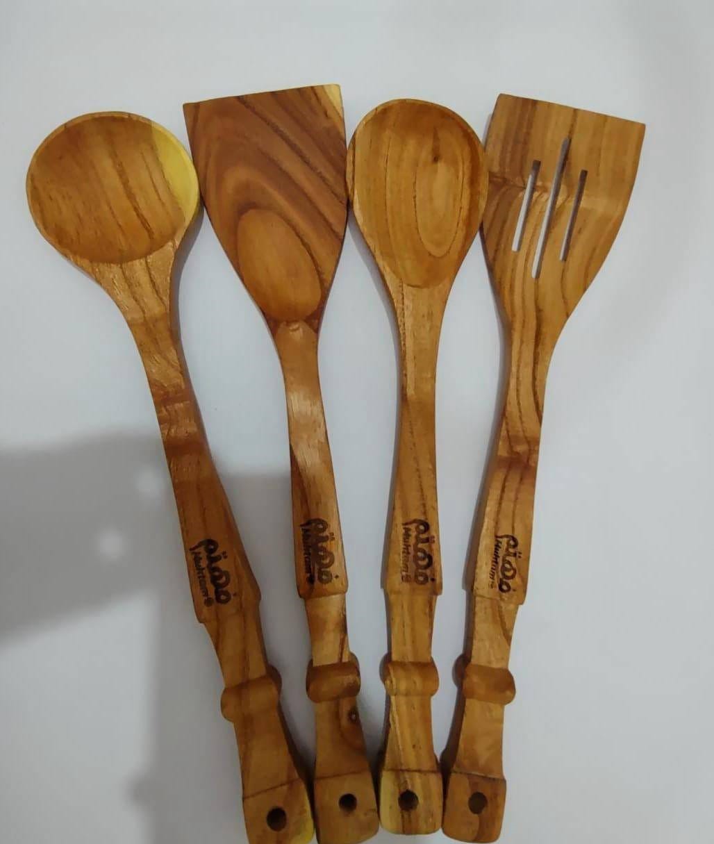 4 Pcs Wooden Spatula Wooden Spoon Set