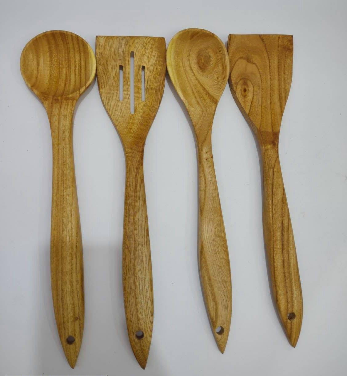 4 Pcs Wooden Spatula and Spoon Set