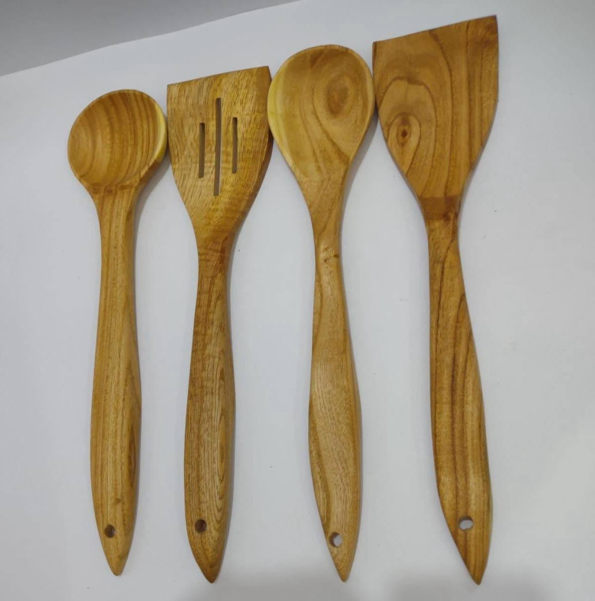 4 Pcs Wooden Spatula and Spoon Set