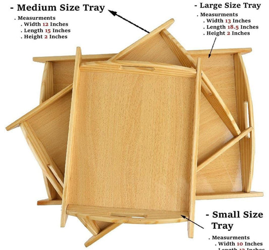 Multipurpose Wooden Tray, Pack of 3
