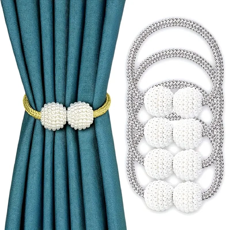 Magnetic Curtain Tiebacks/Magnetic Pearl Curtain Buckle (One Pair)