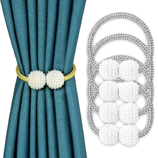 Magnetic Curtain Tiebacks/Magnetic Pearl Curtain Buckle (One Pair)