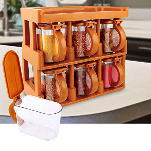 Kitchen Master Chef Spice Rack With 6 Jars Set