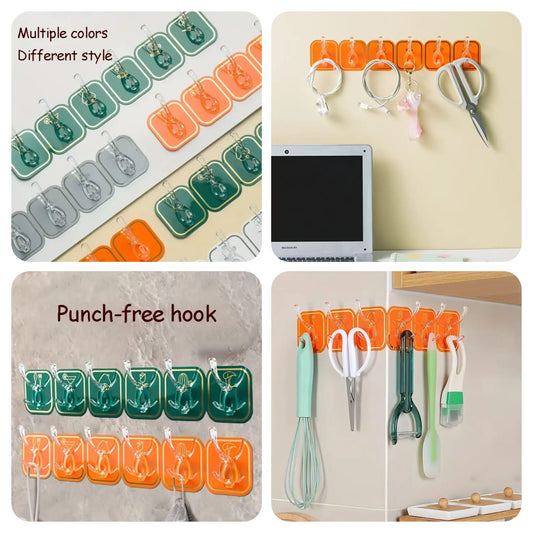 6 Adhesive Hooks Multipurpose for Kitchen and Bathroom (Pack of 2)
