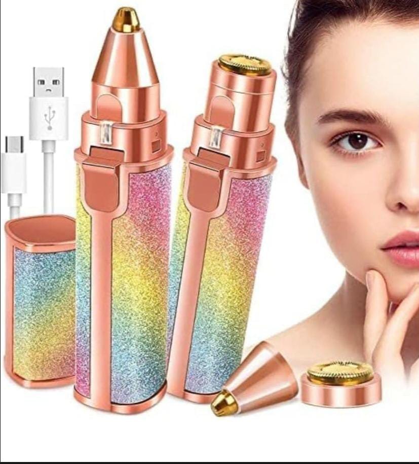 Blawless 2 in 1 Eye Brow And Facial Hair Remover Rechargeable , Multi Attractive Color With USB Charging Cable And Cleaning Brush