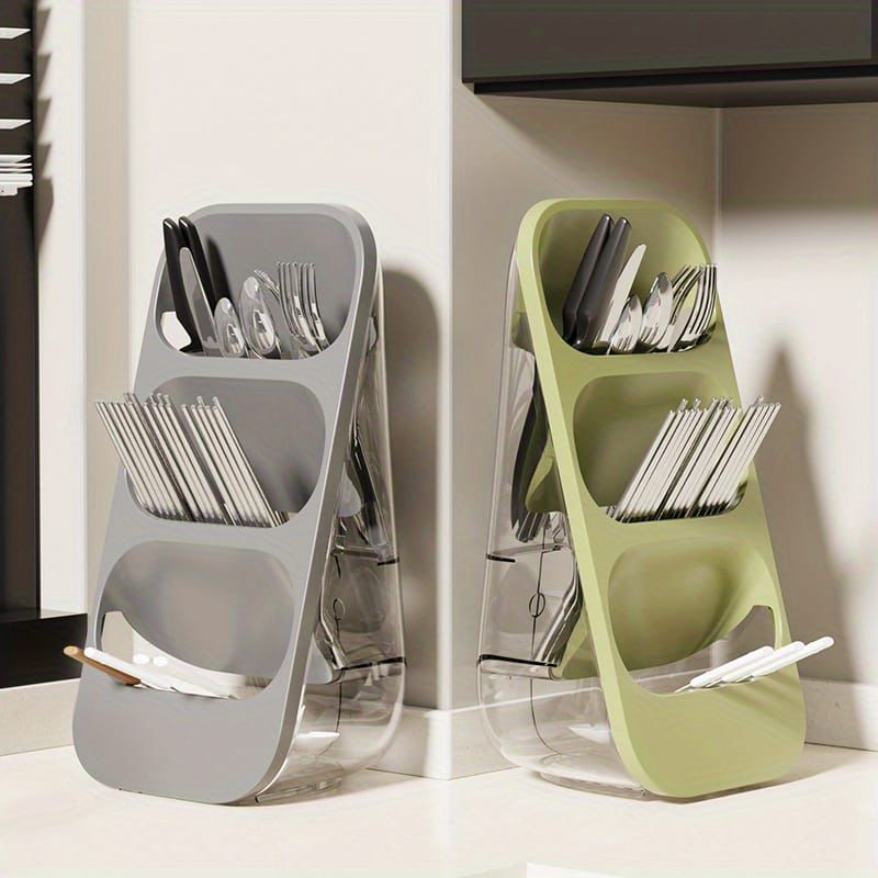 3-Layer Cutlery & Kitchen Tools Storage Rack – Vertical Knife, Spoon & Fork Organizer
