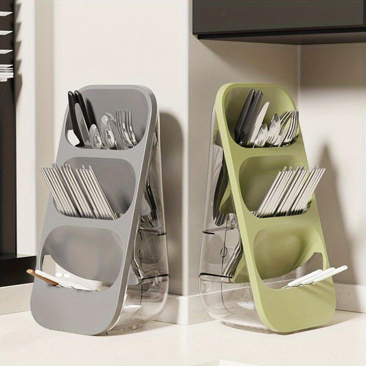 3-Layer Cutlery & Kitchen Tools Storage Rack – Vertical Knife, Spoon & Fork Organizer