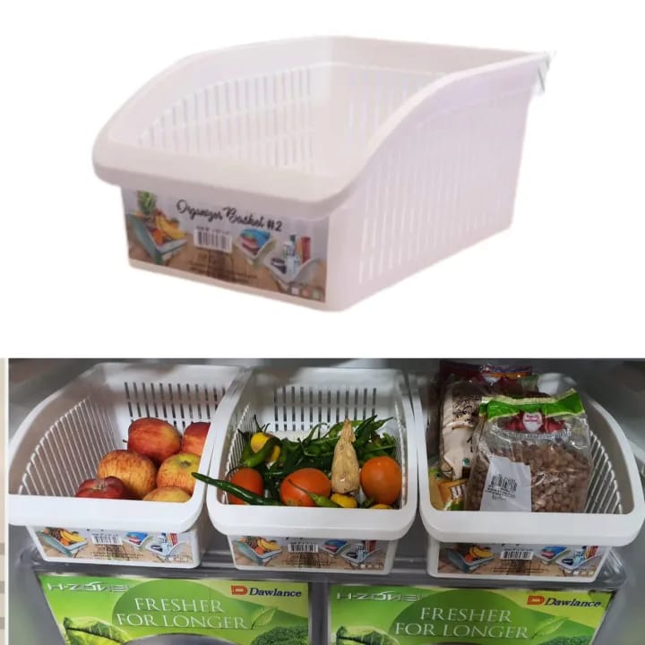 Plastic Fridge Storage Organizer Basket- Pack of 3- Short-Heightened