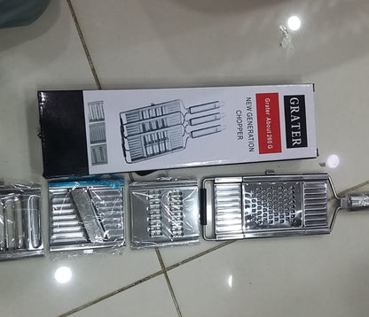 Multi-Functional Stainless Steel Vegetable Slicer & Grater Set – 3 in 1 - Stainless Steel