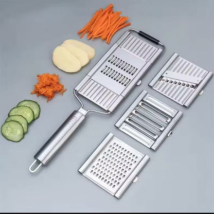 Multi-Functional Stainless Steel Vegetable Slicer & Grater Set – 3 in 1 - Stainless Steel