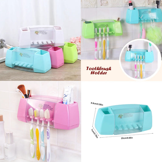 Multifunctional Toothbrush Rack, 5 Slot Toothbrush Holder, Wall Mounted Bathroom Toothbrush Holder, Family Bath