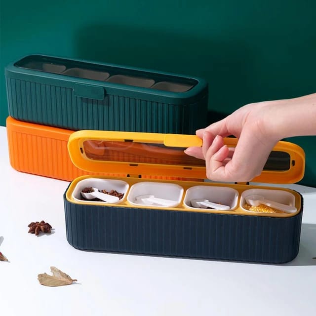 Spice Seasoning Box Condiments Container 4 Grids