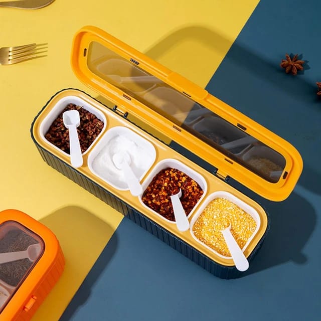 Spice Seasoning Box Condiments Container 4 Grids