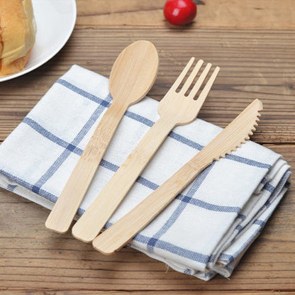 Pack Of 2 - 4Pc Each Disposable Bamboo Knife, Fork and Spoon Set 