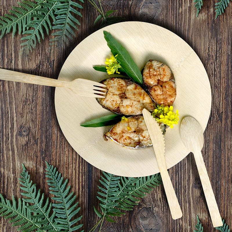 Pack Of 2 - 4Pc Each Disposable Bamboo Knife, Fork and Spoon Set 