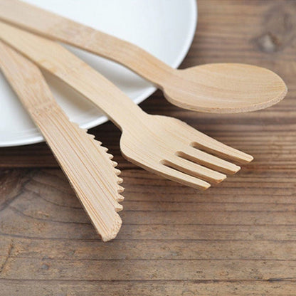 Pack Of 2 - 4Pc Each Disposable Bamboo Knife, Fork and Spoon Set 