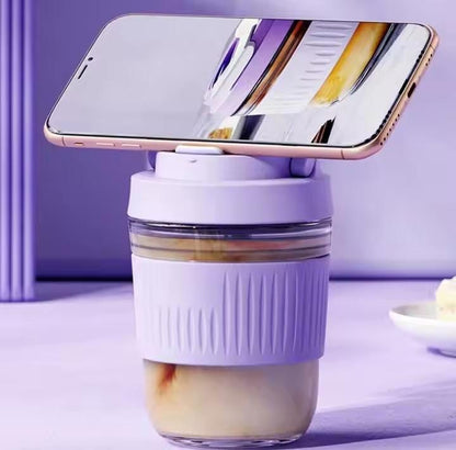 Portable Straw Coffee Cup Children Glass Glass Cup Drinking Water Bottle – 350ML