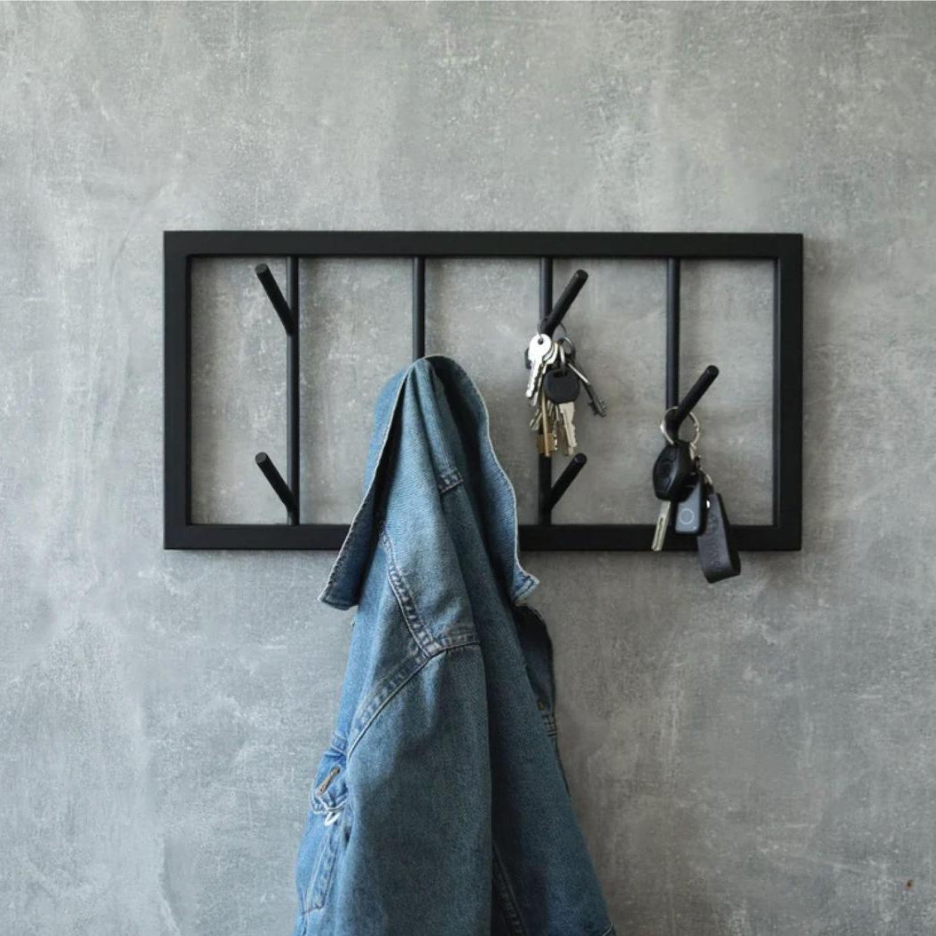 Wall Mounted Clothes Hanger-Metalic-Black