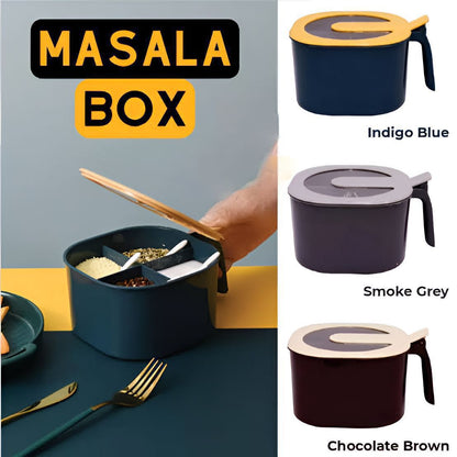 4 in 1 Partition Kitchen seasoning spice box/4 Portion Masala Box with Spoon